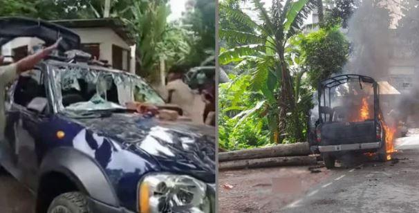 গোপালগঞ্জে পুলিশের গাড়িতে হামলা ও অগ্নিসংযোগ, আহত তিন পুলিশ সদস্য